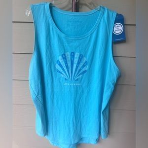 LIFE IS GOOD Women’s XXL blue tank Beach Seashell NWT